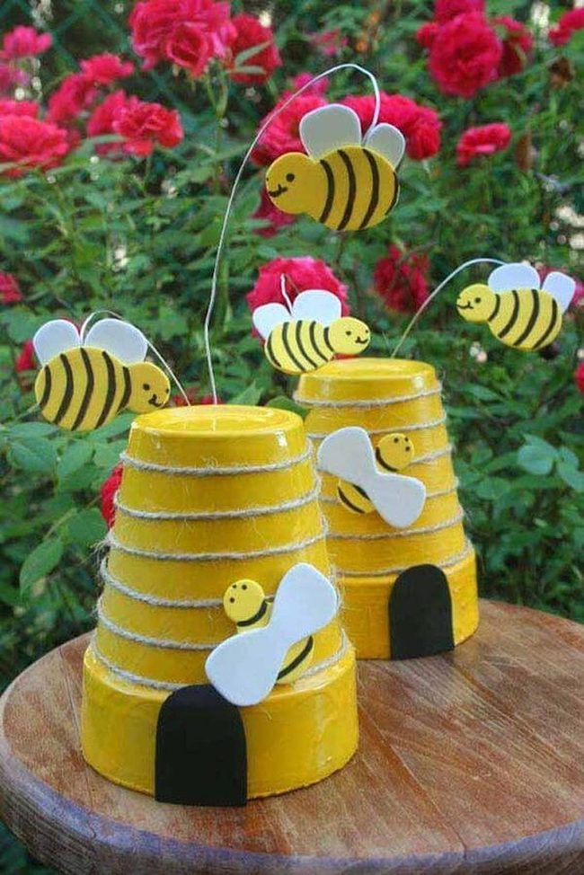 Sunny Yellow Bee Pots