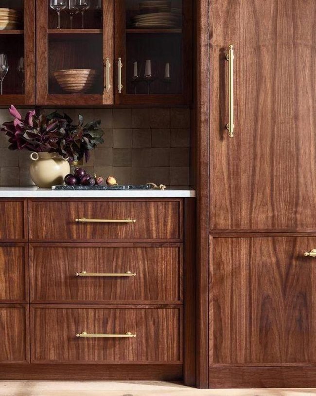 Walnut Veneer Cabinet Upgrade With Brass Hardware