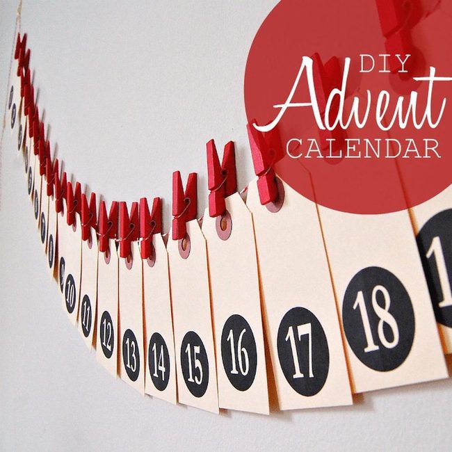 Red Clothespin Countdown Calendar