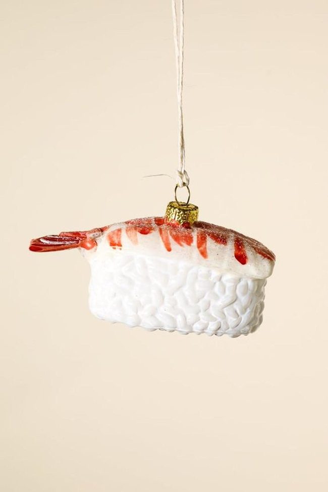 Red Striped Shrimp Sushi Ornament