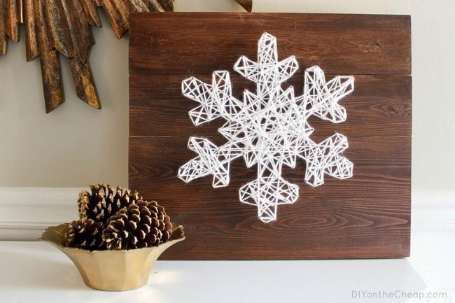 White Snowflakes, Gold Bowls, Pinecones