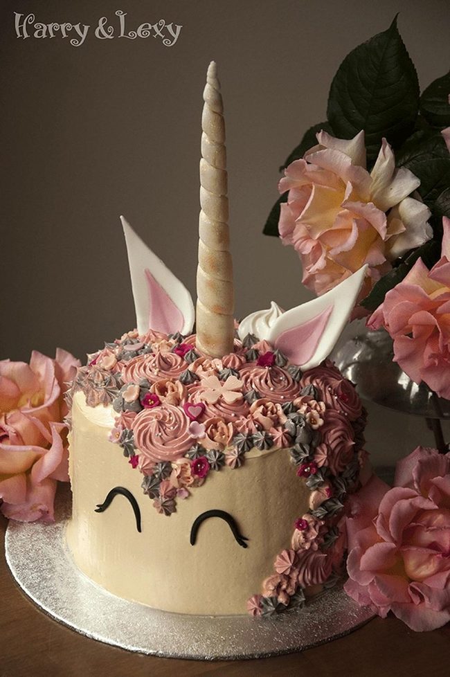 Pink Spiral Unicorn Cake