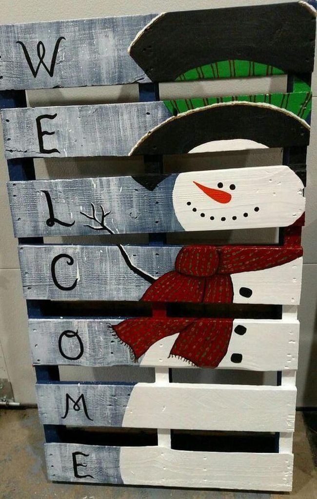 Wooden Snowman Welcome Sign