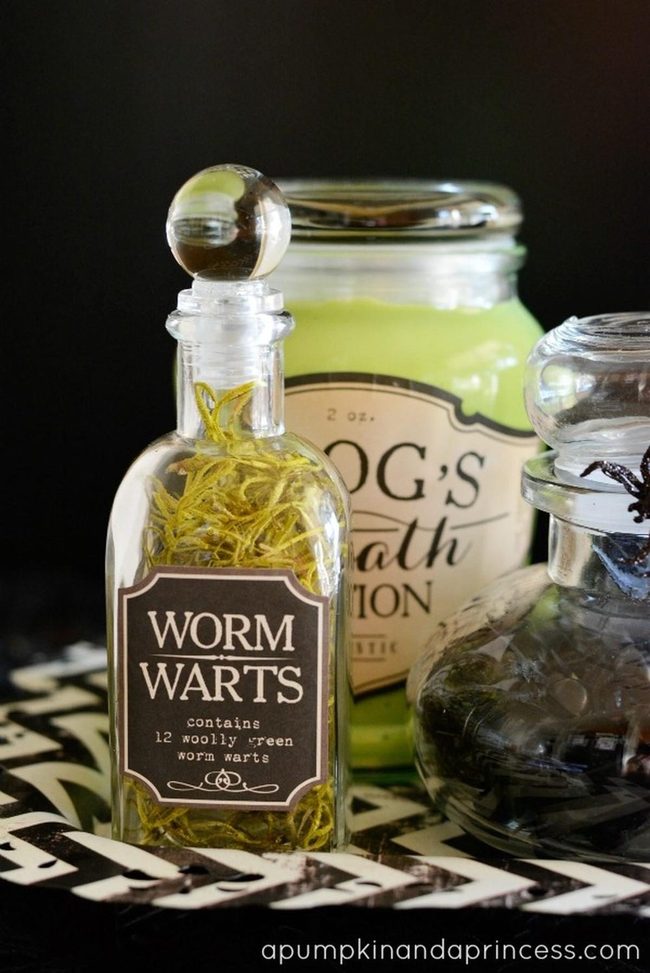 Glowing Green Potion Bottles