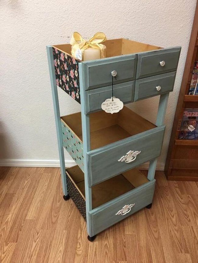 Teal Floral Tiered Storage