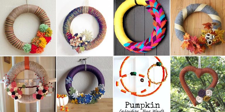 6780061 DIY Yarn Fall Wreath Ideas