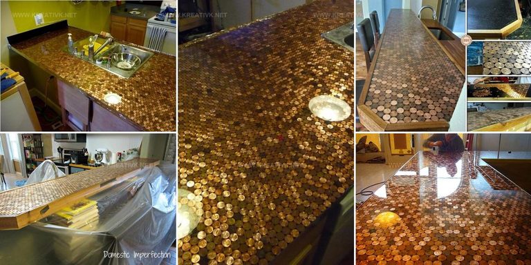 5135285 DIY Penny Kitchen Countertop Ideas