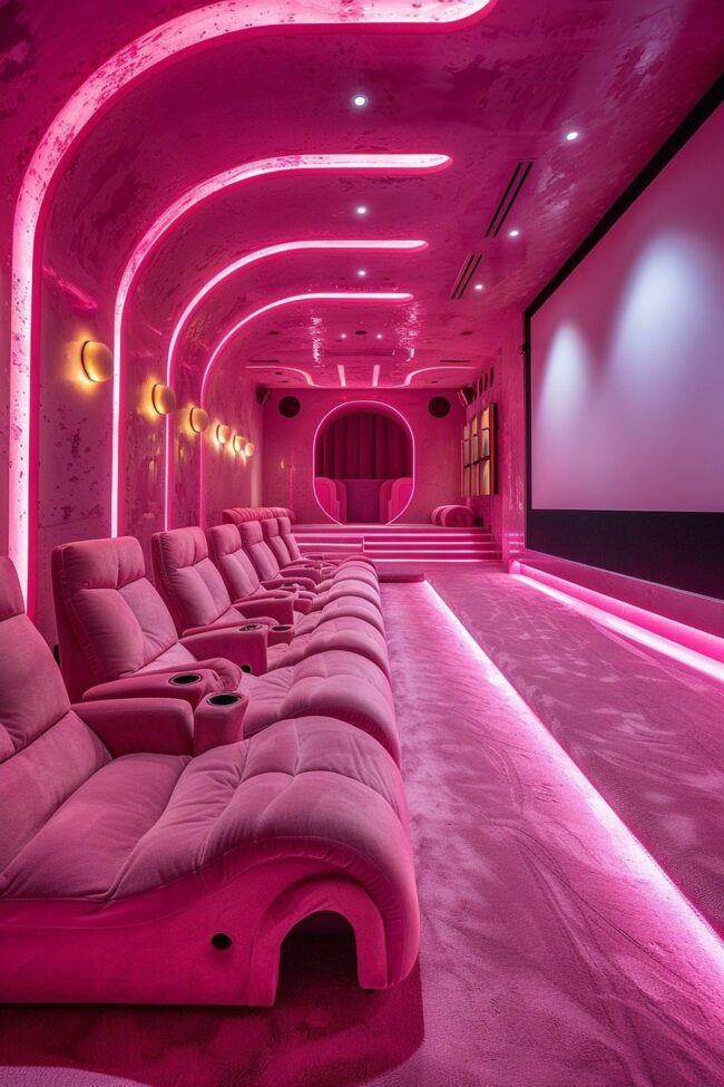 Innovative Pink Designs for Home Theaters