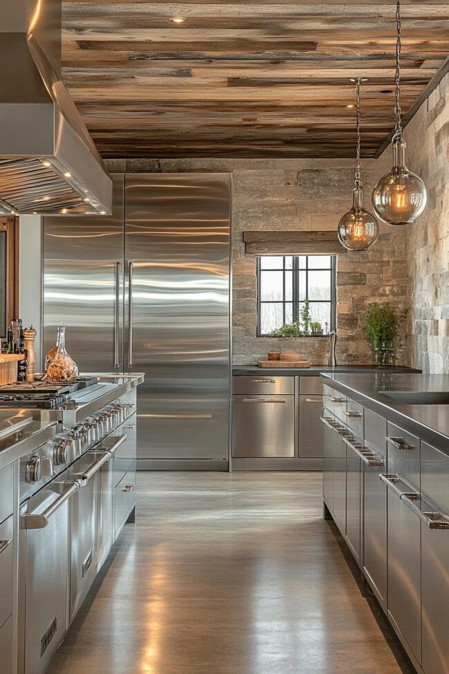 Contemporary Metallic Accents for Barnhouses