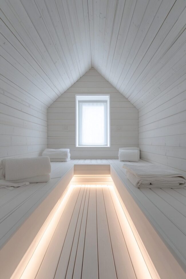 Sleek White Sauna Design