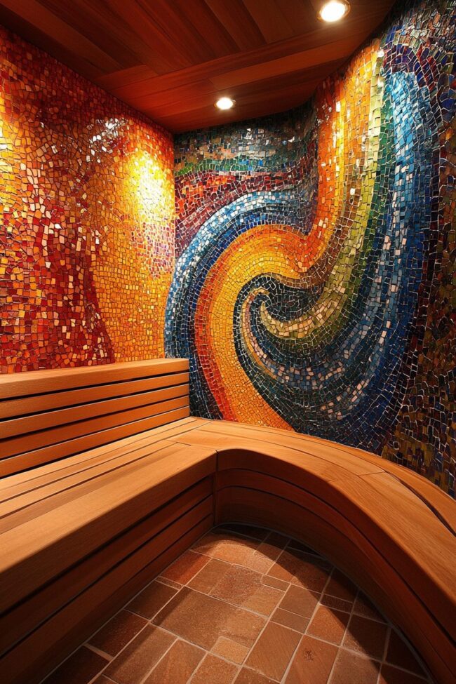 Mosaic Tile Sauna Aesthetics