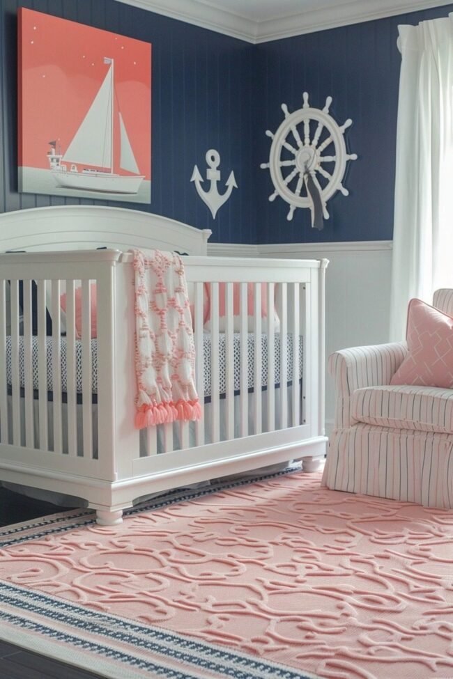 Navy and Pink Coastal Color Palette