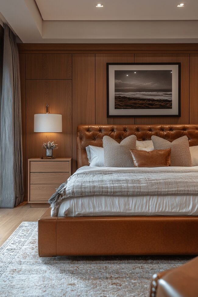 Stylish Leather and Wood Sanctuary