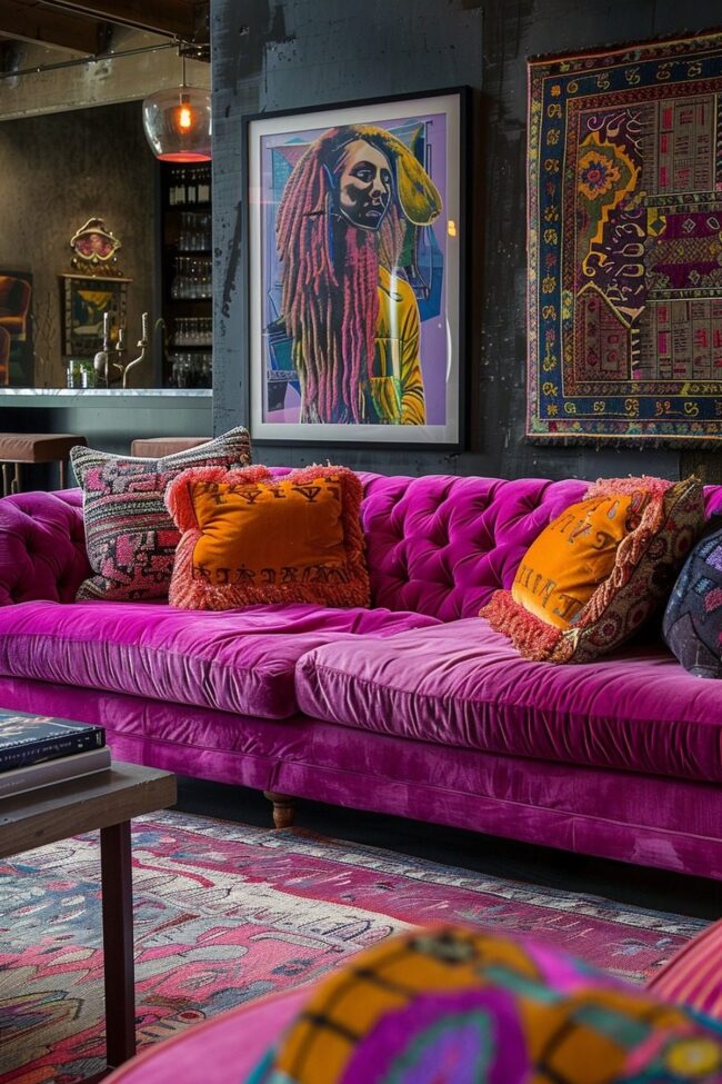 Dynamic Pink Lounge Spaces