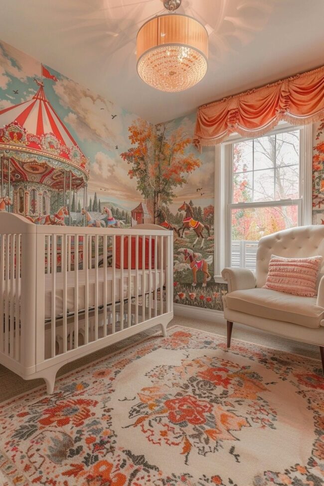 Whimsical Carousel Themed Baby Room