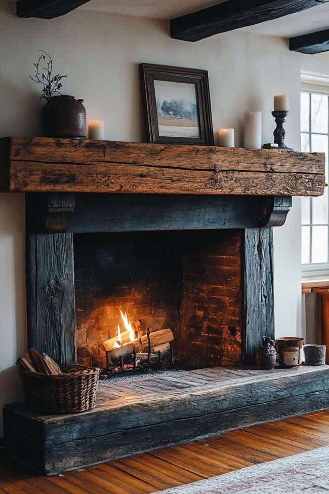 Rustic Beam Fireplace Elegance