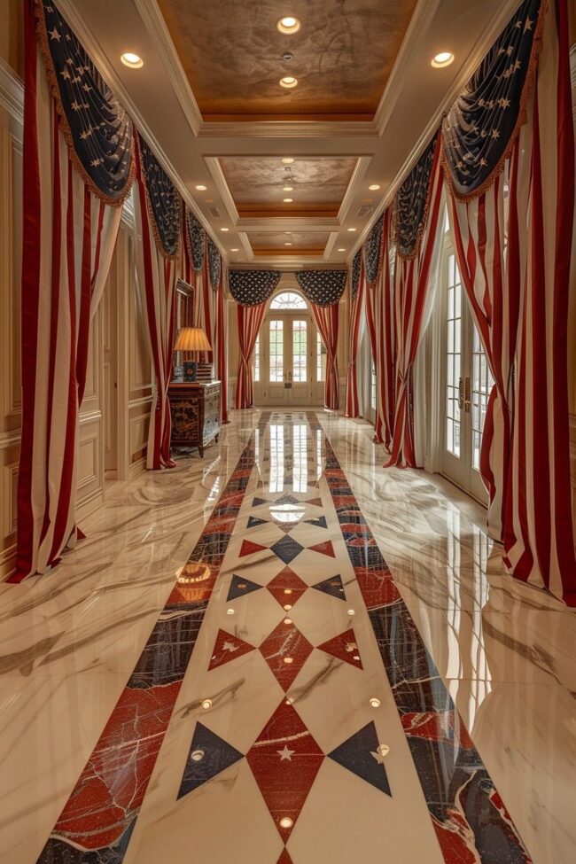 Patriotic Decor in Hallway Spaces