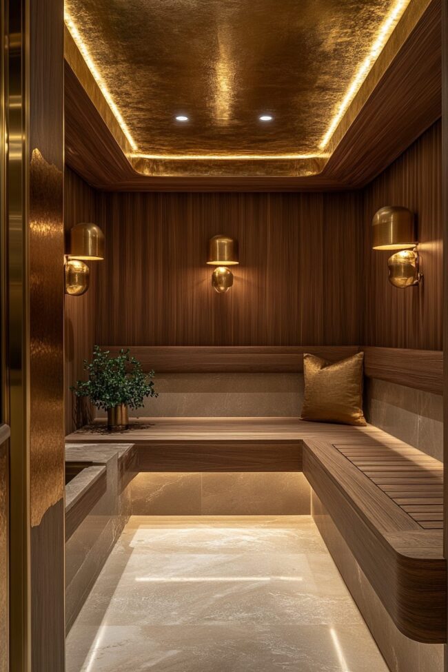 Elegant Gold Sauna Accents