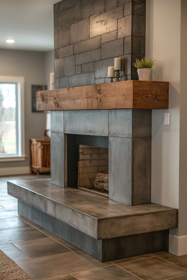 Rustic Concrete Hearth