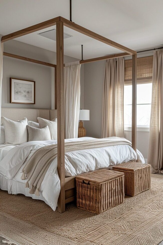 Sleek Neutral Canopy Drapes