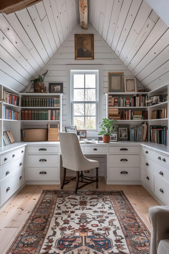 Bright and Organized Attic Study