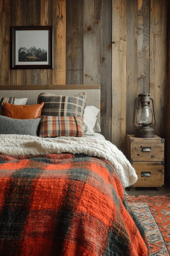 Cozy Retro Lodge Bedroom