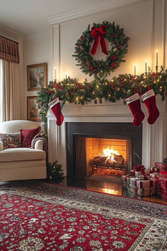 Classic Holiday Mantel Styling