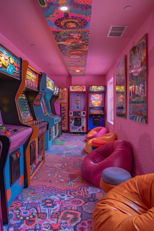Vintage Pink Gaming Spaces