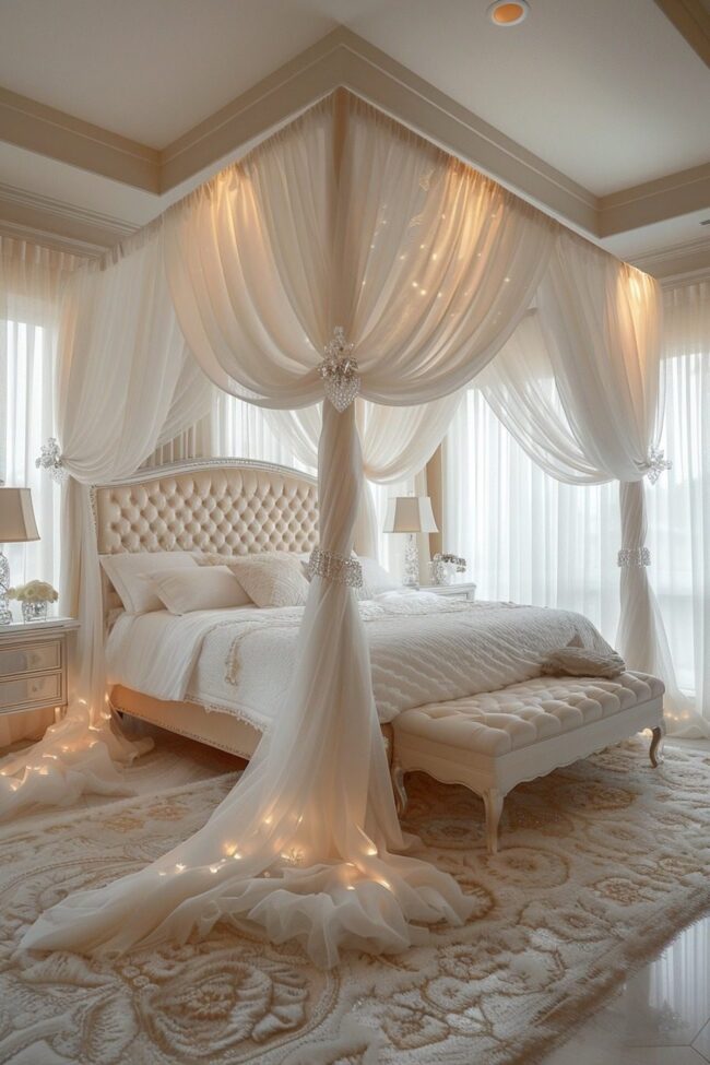 Sophisticated Pearl Canopy Beds
