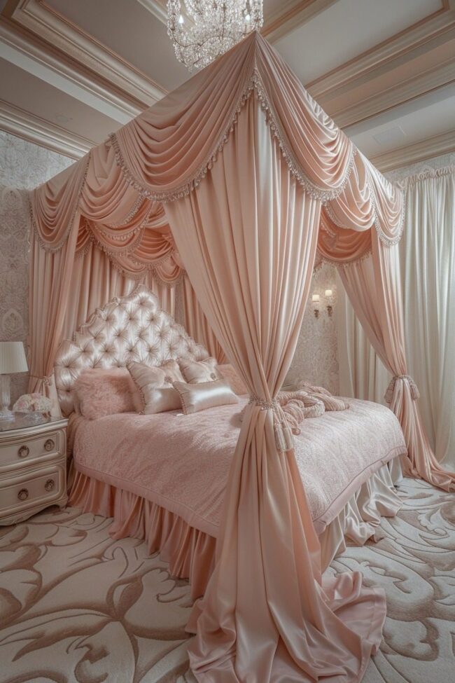 Luxurious Satin Canopy Beds