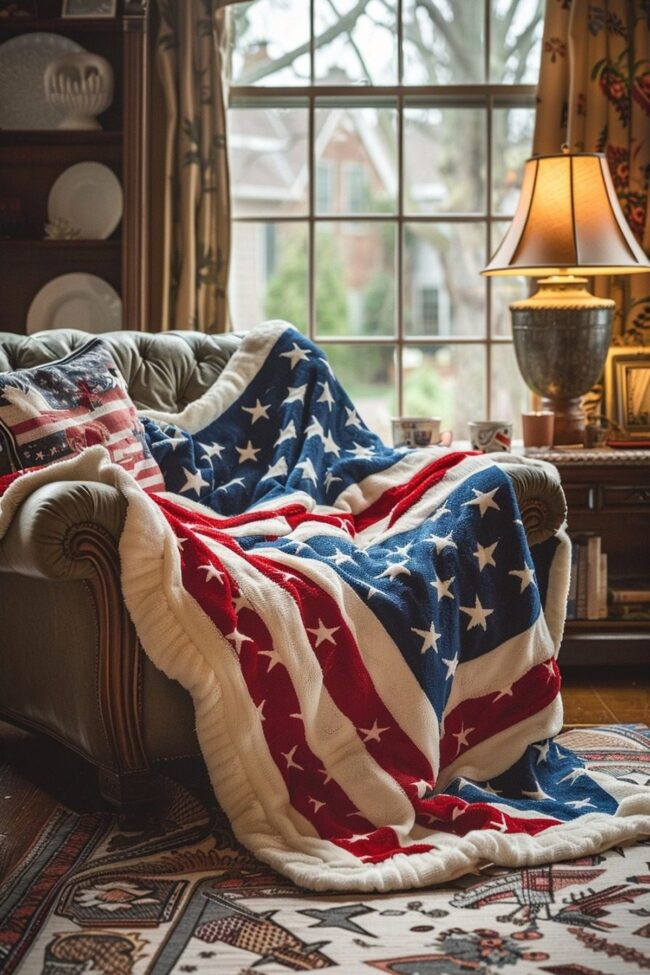 Patriotic Star-Spangled Throw Blankets