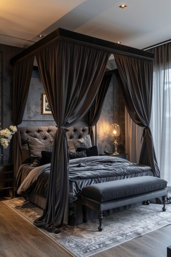 Elegant Monochrome Canopy Beds