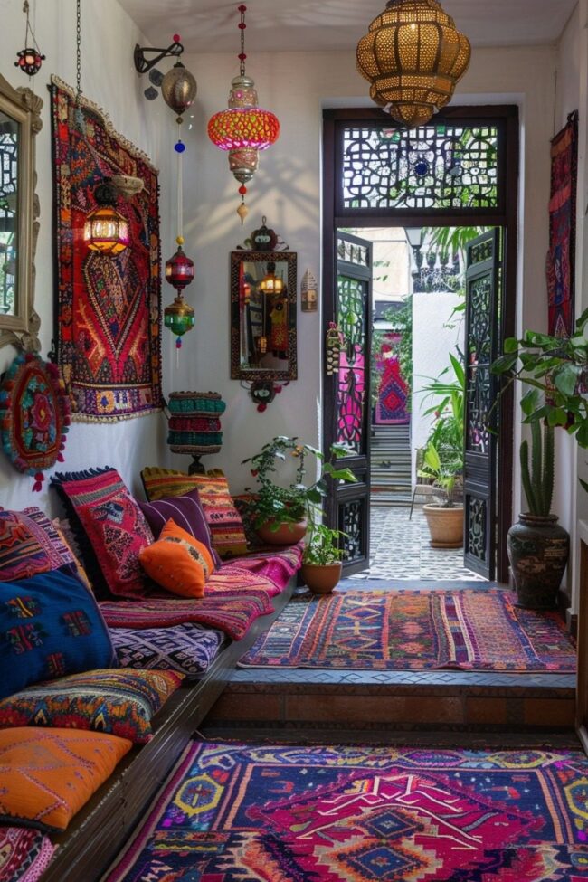 Celebratory Tapestry at Boho Entrance