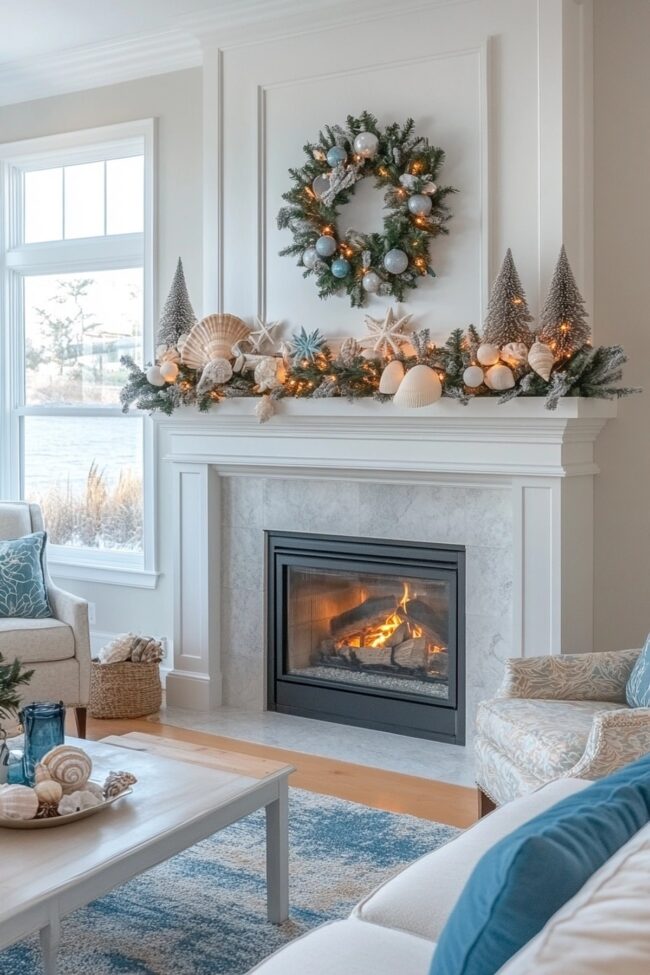 Coastal Holiday Mantel Inspiration
