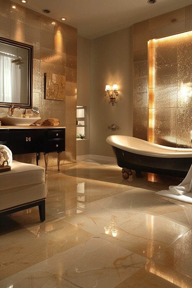 Elegant Gold Tile Accents