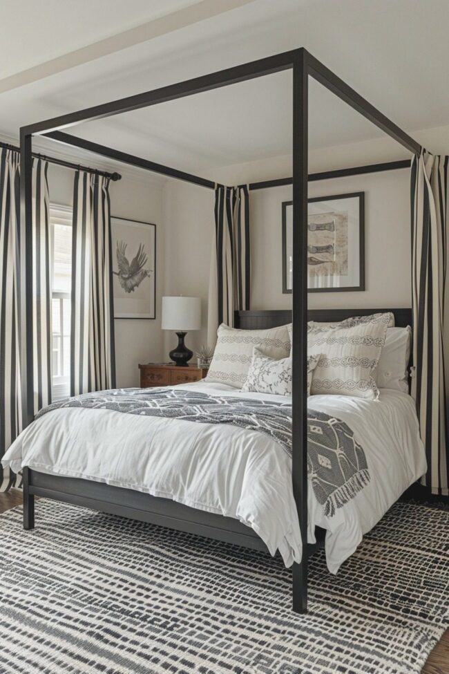 Dynamic Striped Canopy Curtains