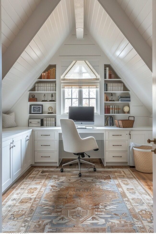 Efficient and Sleek Attic Office