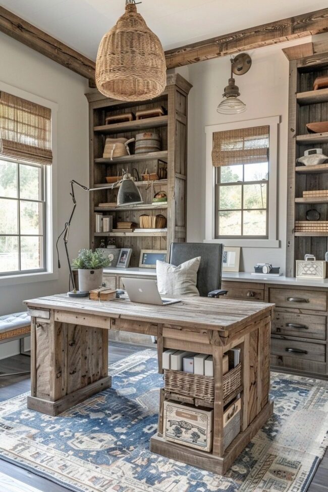 Rustic Charm in Home Office Design