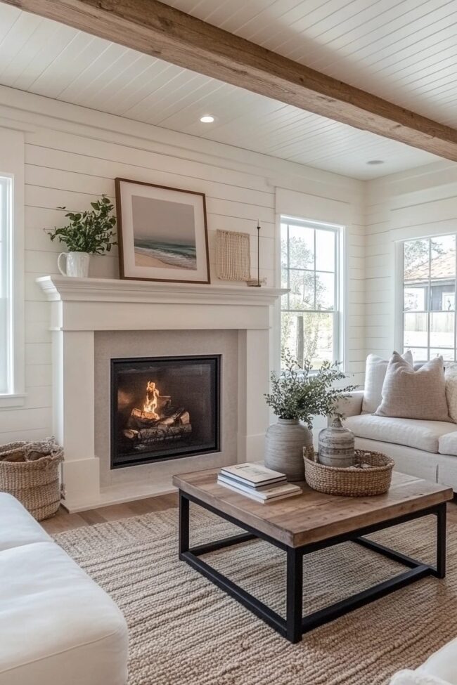 Rustic Shiplap Fireplace
