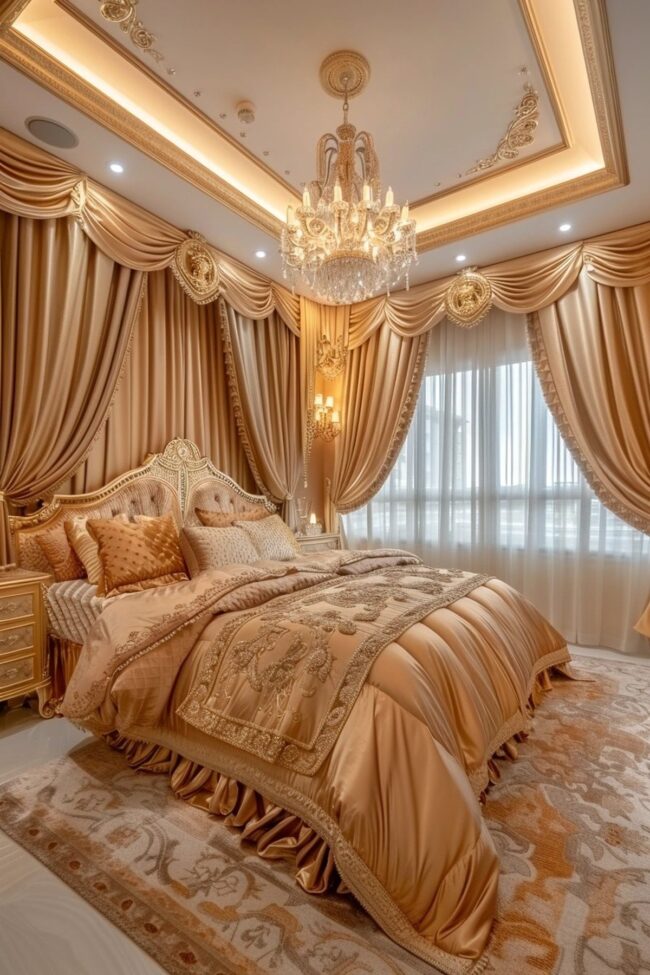 Glam Gold-Accented Bedroom