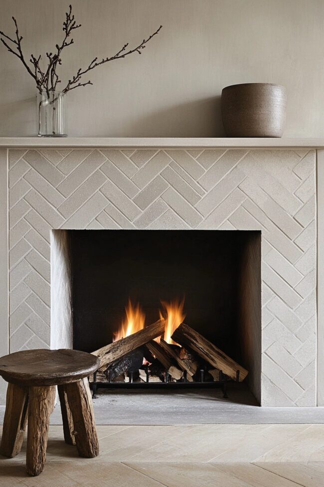 Modern Herringbone Hearth