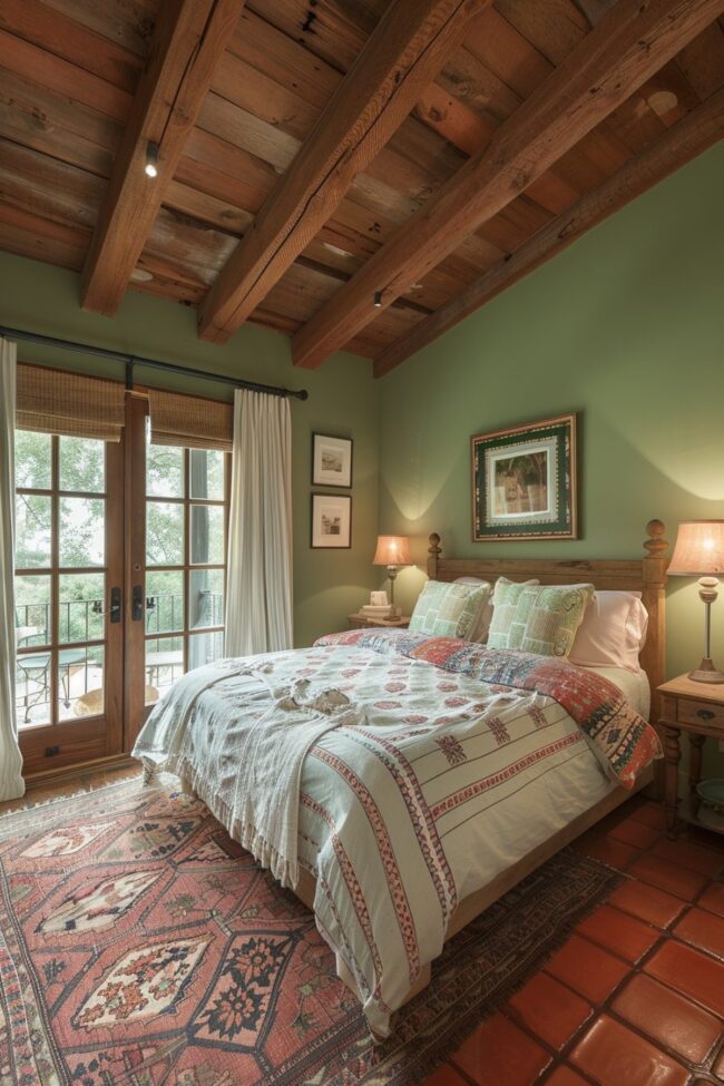 Country Green & Terracotta Bedroom
