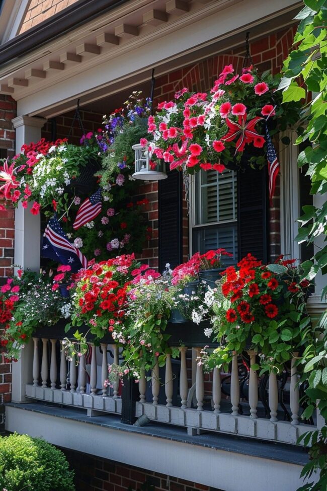 Red, White, and Blue Balcony Planters