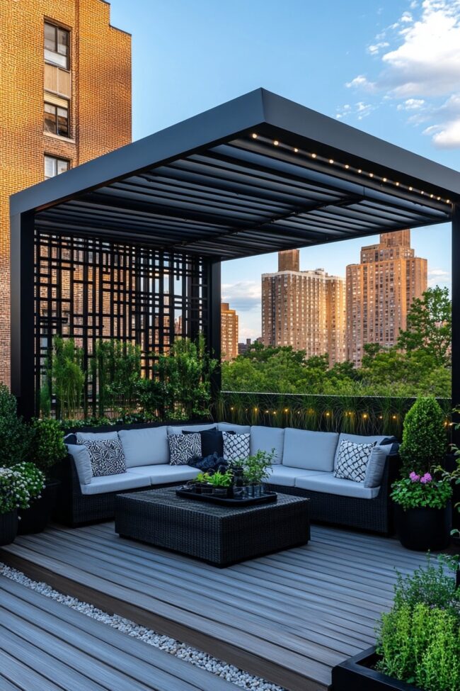 Monochrome Rooftop Oasis