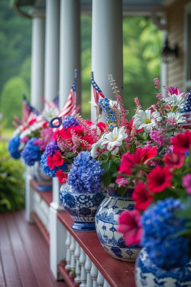 Patriotic Floral Designs in Red, White,